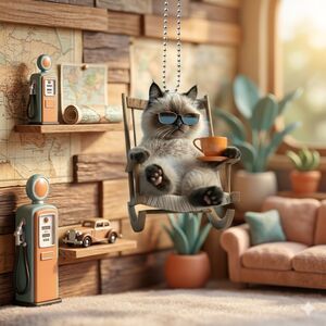 New! Set of 2 Siamese Cat Car Charms - Aesthetic Rearview Mirror Ornaments